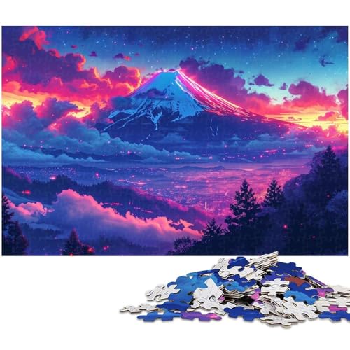 Puzzle für Erwachsene 1000 Teile buntes Vulkan Holzpuzzle – Lernspielzeug für die ganze Familie (Größe 75 x 50 cm) von zouxangzz