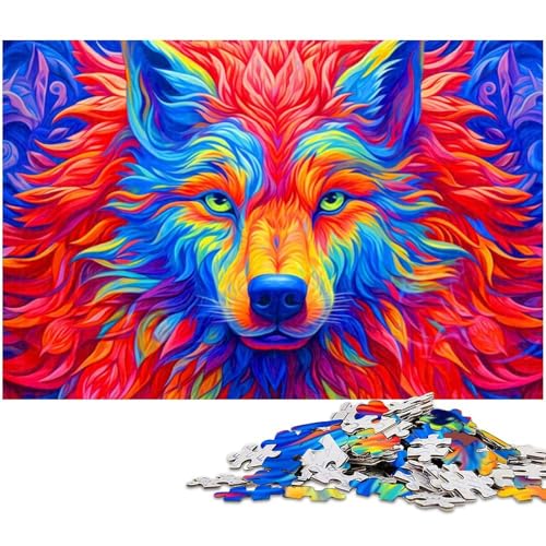 Puzzle für Erwachsene 1000 Teile buntes Wolf Puzzle für Erwachsene Holzpuzzle lustiges Geschenk (Größe 75 x 50 cm) von zouxangzz