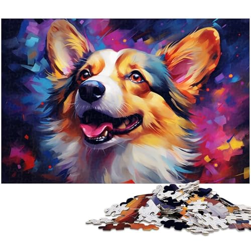 Puzzle für Erwachsene 1000 Teile buntes psychedelisches Corgi Puzzle für Erwachsene Holzspiele für die ganze Familie Weihnachts und Geburtstagsgeschenke 1000 Teile (75 x 50 cm) von zouxangzz