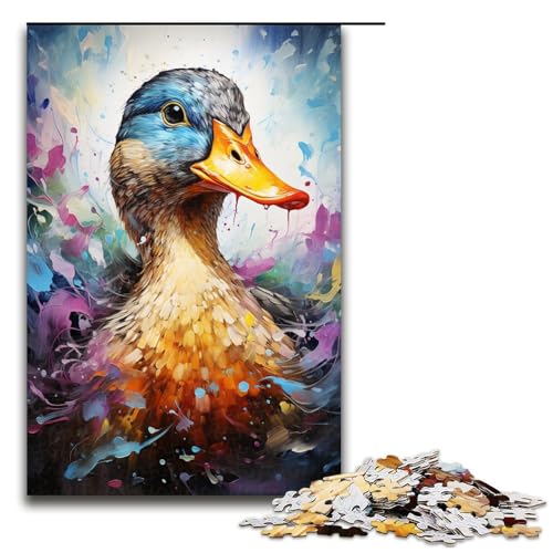 Puzzle für Erwachsene 1000 Teile buntes psychedelisches Ententier Holzpuzzle für Kinder Lernspiel 75 x 50 cm von zouxangzz