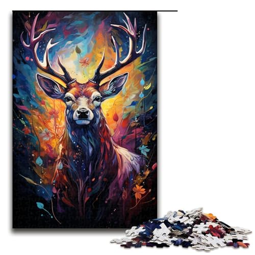 Puzzle für Erwachsene 1000 Teile buntes psychedelisches Hirsch Tierpuzzle Holzpuzzle Lernspiel Herausforderungsspielzeug 75 x 50 cm Puzzle für Erwachsene 1000 Teile buntes psychedelisches Hirsch Tierpuzzle Holzpuzzle Lernspiel Herausforderungsspielzeug 75 x 50 cm von zouxangzz