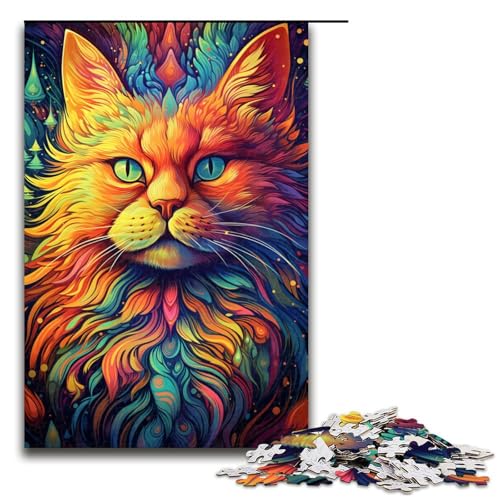 Puzzle für Erwachsene 1000 Teile buntes psychedelisches Katzen Puzzle Holzpuzzle Lernspiel Herausforderungsspielzeug 75 x 50 cm Puzzle für Erwachsene 1000 Teile buntes psychedelisches Katzen Puzzle Holzpuzzle Lernspiel Herausforderungsspielzeug 75 x 50 cm von zouxangzz