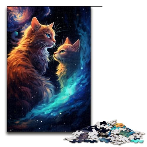 Puzzle für Erwachsene 1000 Teile buntes psychedelisches Katzen Puzzle Lernspiele für Zuhause DIY Spielzeug tolles Geschenk für Spiele 75 x 50 cm von zouxangzz