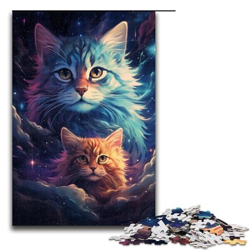 Puzzle für Erwachsene 1000 Teile buntes psychedelisches Katzen Puzzle Lernspiele für Zuhause DIY Spielzeug tolles Geschenk für Spiele 75 x 50 cm von zouxangzz
