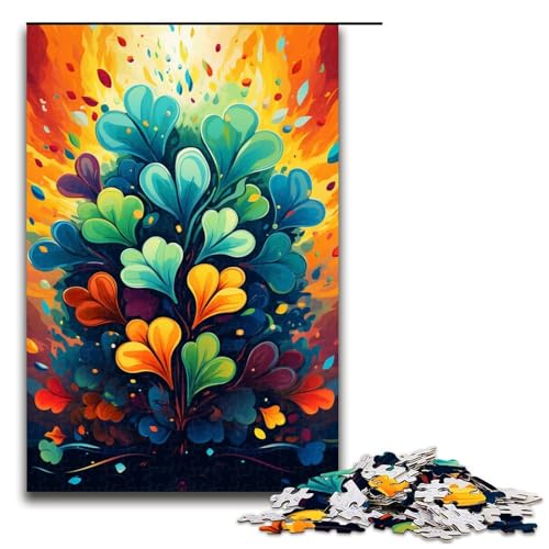 Puzzle für Erwachsene 1000 Teile buntes psychedelisches Kleeblatt Puzzle Lernspiele für Zuhause DIY Spielzeug tolles Geschenk für Spiele 75 x 50 cm von zouxangzz
