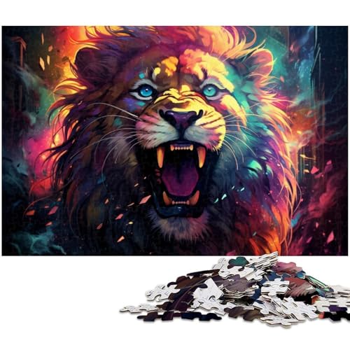 Puzzle für Erwachsene 1000 Teile buntes psychedelisches Löwen Puzzle für Erwachsene Holzspiele für die ganze Familie Weihnachts und Geburtstagsgeschenke 1000 Teile (75 x 50 cm) von zouxangzz