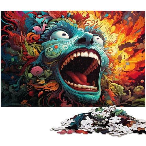Puzzle für Erwachsene 1000 Teile buntes psychedelisches Monster Papierpuzzle – Lernspielzeug Familienspiele 1000 Teile (38 x 26 cm) von zouxangzz