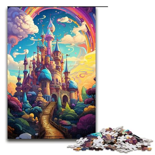 Puzzle für Erwachsene 1000 Teile buntes psychedelisches Süßigkeitenschloss Holzpuzzle 75 x 50 cm von zouxangzz
