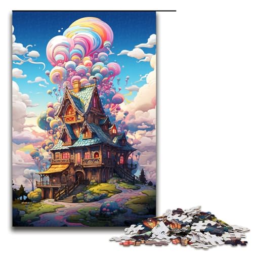 Puzzle für Erwachsene 1000 Teile buntes psychedelisches Süßigkeitenschloss Holzpuzzle 75 x 50 cm von zouxangzz