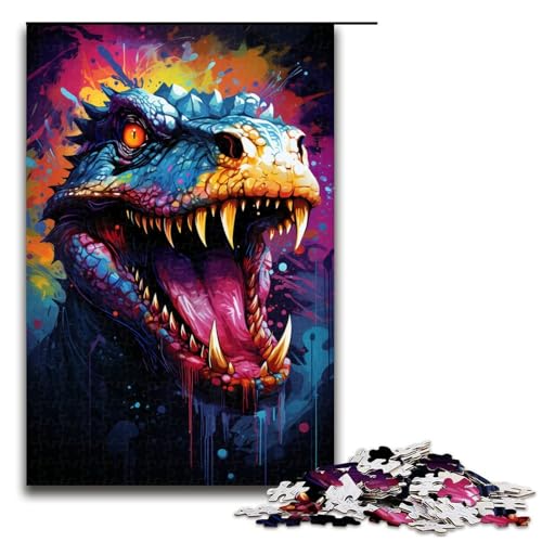 Puzzle für Erwachsene 1000 Teile buntes psychedelisches Tier Holzpuzzle 75 x 50 cm von zouxangzz