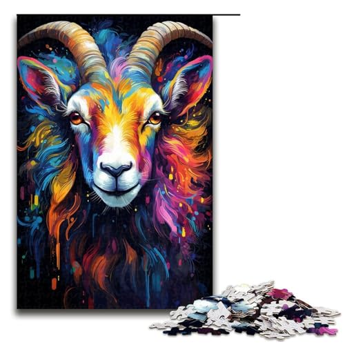 Puzzle für Erwachsene 1000 Teile buntes psychedelisches Tier Ziege Holzpuzzle für Kinder Lernspiel 75 x 50 cm Puzzle für Erwachsene 1000 Teile buntes psychedelisches Tier Ziege Holzpuzzle für Kinder Lernspiel 75 x 50 cm von zouxangzz