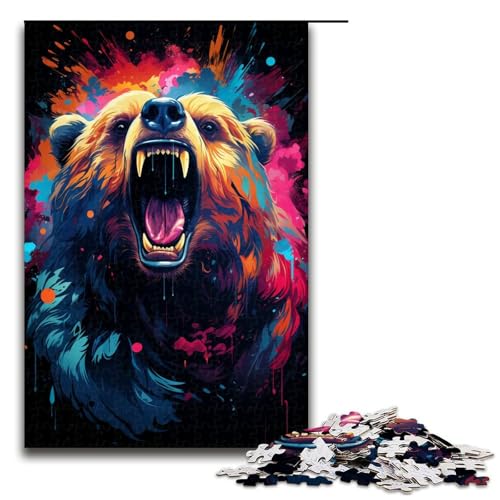 Puzzle für Erwachsene 1000 Teile buntes psychedelisches Tierbär Puzzle für Erwachsene Holzpuzzles Familienspiele Weihnachts und Geburtstagsgeschenke 75 x 50 cm von zouxangzz