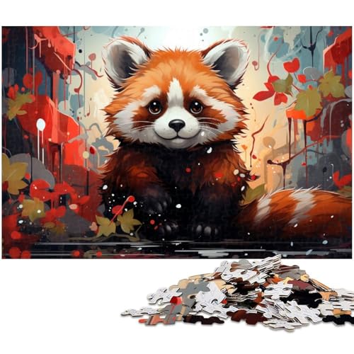 Puzzle für Erwachsene 1000 Teile buntes rotes Panda Puzzle für Erwachsene Holzspiele für die ganze Familie Weihnachts und Geburtstagsgeschenke (Größe 75 x 50 cm) von zouxangzz