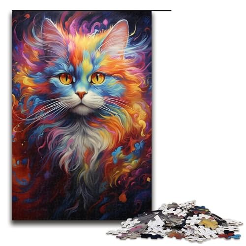 Puzzle für Erwachsene 1000 Teile buntes süßes Kätzchen Puzzle Lernspiele für Zuhause DIY Spielzeug tolles Geschenk für Spiele 75 x 50 cm von zouxangzz