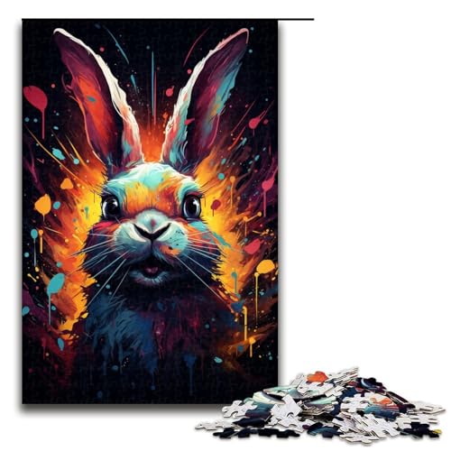 Puzzle für Erwachsene 1000 Teile buntes süßes Kaninchen Puzzle Spiele Spielzeug Geschenk geeignet für die Schreibtischdekoration 75 x 50 cm von zouxangzz