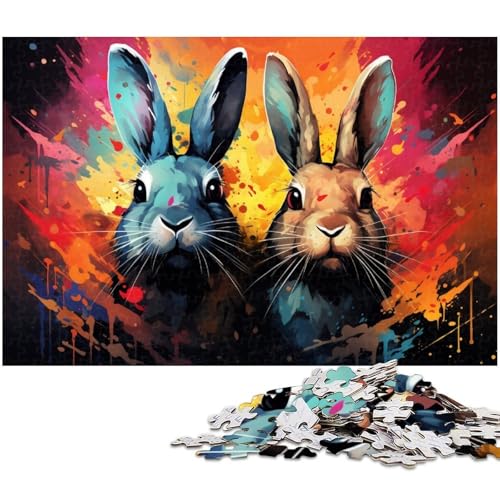 Puzzle für Erwachsene 1000 Teile buntes süßes Kaninchen Puzzle für Erwachsene Holzpuzzle lustiges Geschenk 1000 Teile (75 x 50 cm) von zouxangzz