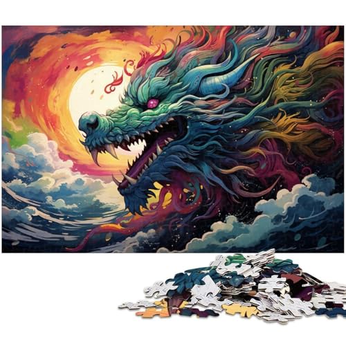 Puzzle für Erwachsene 1000 Teile chinesischer Drache der im Meer galoppiert Puzzles für Holzpuzzles pädagogisches Spielzeug zum Stressabbau 1000 Teile (75 x 50 cm) von zouxangzz