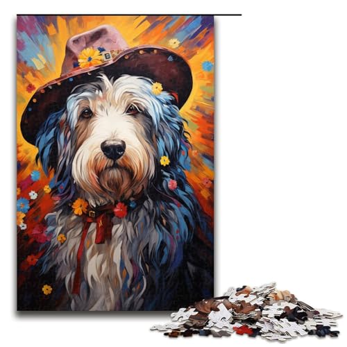 Puzzle für Erwachsene 1000 Teile farbenfroh Psychedelischer Cowboy Schäferhund Puzzle Spiele Spielzeug Geschenk geeignet als Schreibtischdekoration 75 x 50 cm von zouxangzz