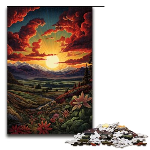 Puzzle für Erwachsene 1000 Teile farbenfroh Psychedelischer Wüstensonnenuntergang Puzzlespiel lustiges Spielzeug 75 x 50 cm von zouxangzz
