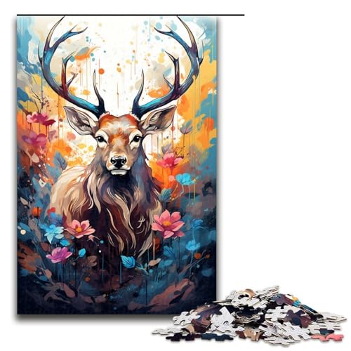 Puzzle für Erwachsene 1000 Teile farbenfroh psychedelisch Fantasie Hirsch Heimdekoration Puzzle Spielzeug Geschenk für die ganze Familie 75 x 50 cm von zouxangzz
