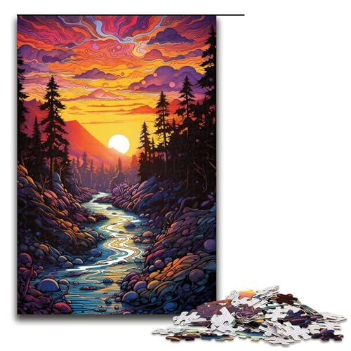 Puzzle für Erwachsene 1000 Teile farbenfroh psychedelisch Fantasie Sonnenuntergang Puzzle Spiele Spielzeug Geschenk geeignet für die Schreibtischdekoration 75 x 50 cm von zouxangzz