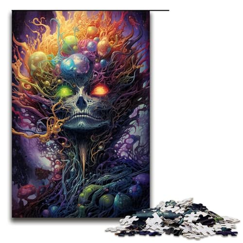 Puzzle für Erwachsene 1000 Teile farbenfroh psychedelisch Fantasie Totenkopf Hexe Puzzle Lernspiele für Zuhause DIY Spielzeug tolles Geschenk für Spiele 75 x 50 cm von zouxangzz