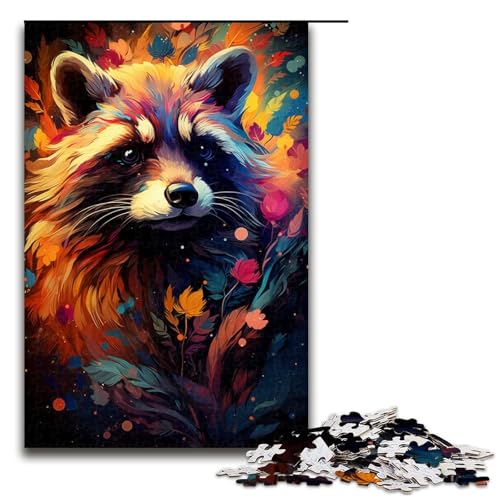 Puzzle für Erwachsene 1000 Teile farbenfroh psychedelisch Fantasie Waschbär magisches Puzzle Spiele Spielzeug Geschenk geeignet als Schreibtischdekoration 75 x 50 cm von zouxangzz