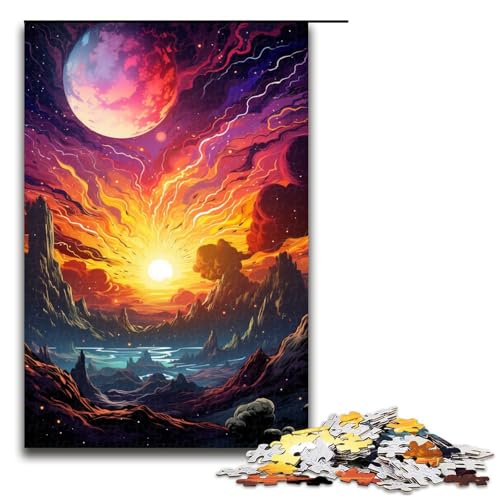 Puzzle für Erwachsene 1000 Teile farbenfroh psychedelisch Fantasie Weltraum Puzzle Spiele Spielzeug Geschenk geeignet als Schreibtischdekoration 75 x 50 cm von zouxangzz