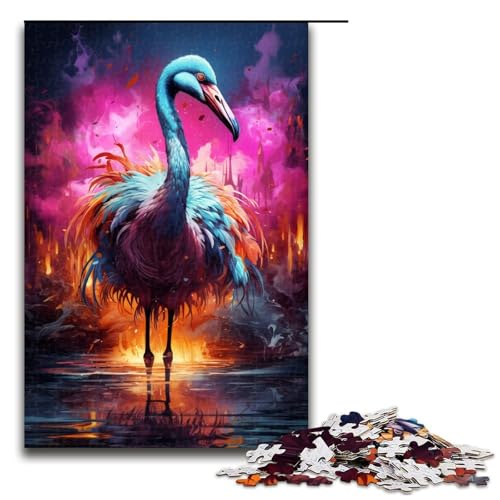 Puzzle für Erwachsene 1000 Teile farbenfroh psychedelisch Tier Flamingo Heimdekoration Puzzle Spielzeug Geschenk für die ganze Familie 75 x 50 cm von zouxangzz