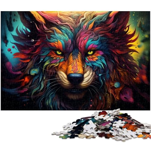 Puzzle für Erwachsene 1000 Teile farbenfroh psychedelisch bizarrer Wolf präzise geschnittenes Puzzle gutes Geschenk 1000 Teile (75 x 50 cm) von zouxangzz