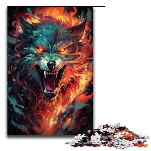 Puzzle für Erwachsene 1000 Teile farbenfroh psychedelisch böser Wolf Heimdekoration Puzzle Spielzeug Geschenk für die ganze Familie 75 x 50 cm von zouxangzz