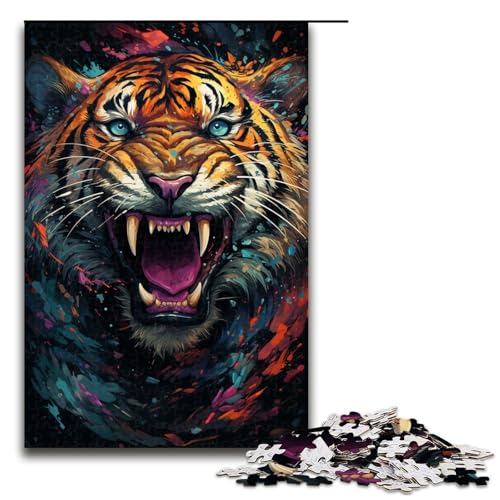Puzzle für Erwachsene 1000 Teile farbenfroh psychedelisch elementar Blitztiger unmögliches Puzzle Familienspiel Stressabbau schwierige Herausforderung 75 x 50 cm von zouxangzz