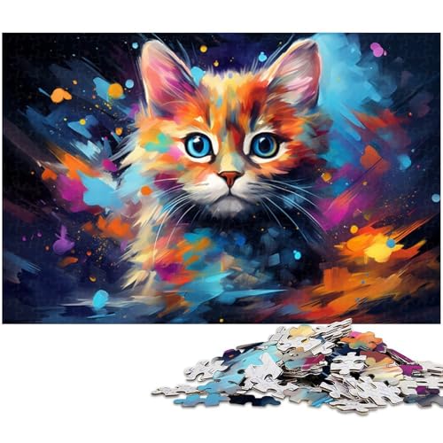 Puzzle für Erwachsene 1000 Teile farbenfroh psychedelisch psychedelische Babykatze anspruchsvolles Spiel Spielzeug Weihnachtspuzzle Geschenke 1000 Teile (75 x 50 cm) von zouxangzz