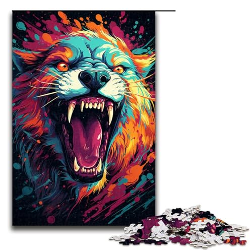 Puzzle für Erwachsene 1000 Teile farbenfroh psychedelisch von Fire Predator Puzzlespiel Spielzeug lustig 75 x 50 cm von zouxangzz