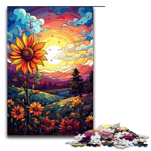 Puzzle für Erwachsene 1000 Teile farbenfrohe Bezaubernde Sonnenblumen Puzzle Lernspiele für Zuhause DIY Spielzeug tolles Geschenk für Spiele 75 x 50 cm von zouxangzz