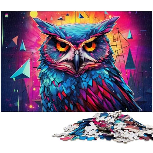 Puzzle für Erwachsene 1000 Teile farbenfrohe Eulenkunst Das Puzzle mit passendem Poster und Quizblatt (Größe 75 x 50 cm) von zouxangzz