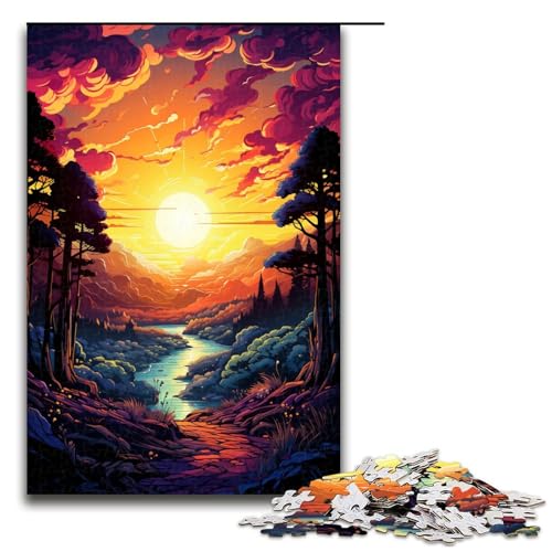 Puzzle für Erwachsene 1000 Teile farbenfrohe Fantasie Sonnenuntergangslandschaft Heimdekoration Puzzlespielzeug Geschenk für die ganze Familie 75 x 50 cm von zouxangzz