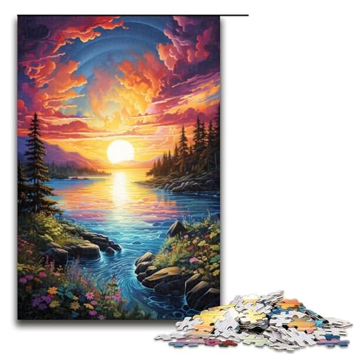 Puzzle für Erwachsene 1000 Teile farbenfrohe Fantasie Sonnenuntergangslandschaft Puzzlespiel lustiges Spielzeug 75 x 50 cm von zouxangzz