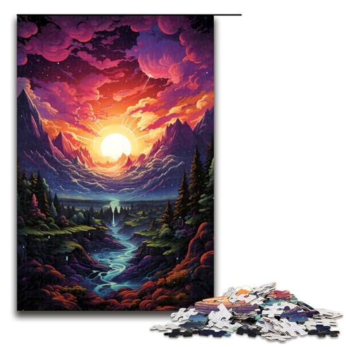 Puzzle für Erwachsene 1000 Teile farbenfrohe Fantasie Sonnenuntergangslandschaft Puzzlespiele Spielzeug Geschenk geeignet für die Schreibtischdekoration 75 x 50 cm von zouxangzz