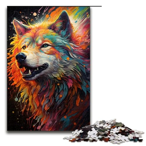 Puzzle für Erwachsene 1000 Teile farbenfrohe Fantasie Zeichnung Wolf Puzzle Spiele Spielzeug Geschenk geeignet für die Schreibtischdekoration 75 x 50 cm von zouxangzz