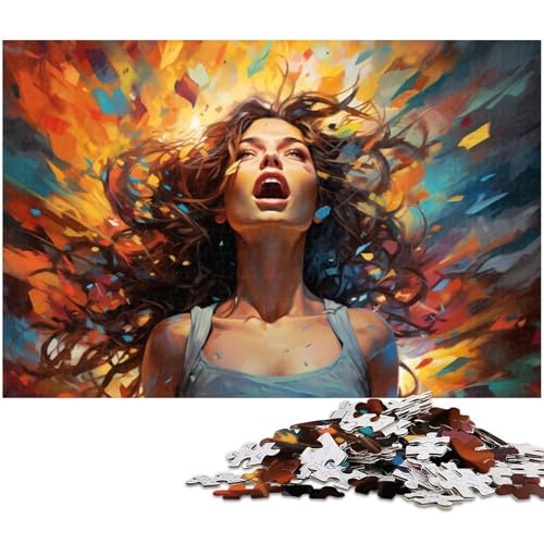 Puzzle für Erwachsene 1000 Teile farbenfrohe Fantasiefrau Holzpuzzle lustiges Geschenk 1000 Teile (75 x 50 cm) von zouxangzz