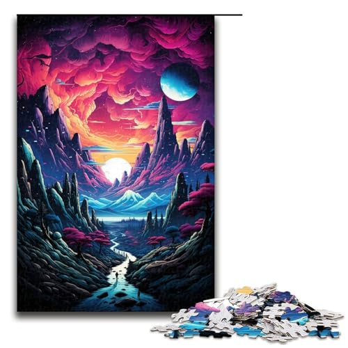 Puzzle für Erwachsene 1000 Teile farbenfrohe Fantasielandschaft Puzzle Spiele Spielzeug Geschenk geeignet als Schreibtischdekoration 75 x 50 cm von zouxangzz