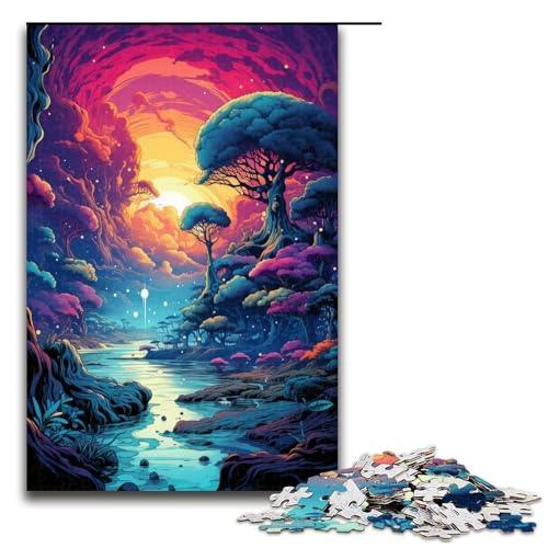 Puzzle für Erwachsene 1000 Teile farbenfrohe Fantasielandschaft Puzzle Spielspielzeug lustig 75 x 50 cm von zouxangzz