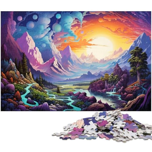 Puzzle für Erwachsene 1000 Teile farbenfrohe Fantasielandschaft Puzzles für Holzpuzzles pädagogisches Spielzeug zum Stressabbau 1000 Teile (75 x 50 cm) von zouxangzz