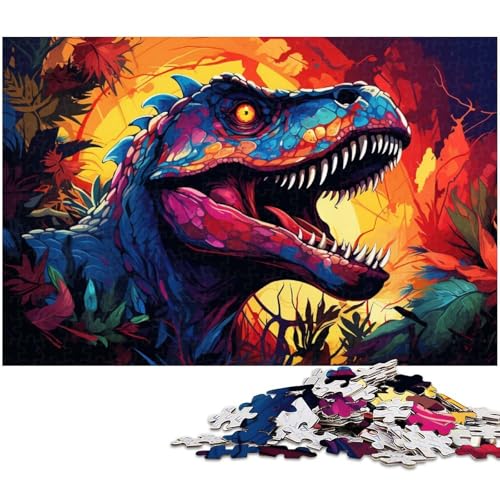 Puzzle für Erwachsene 1000 Teile farbenfrohe Fantasy Dinosaurier Puzzles für Holzpuzzles pädagogisches Spielzeug zum Stressabbau 1000 Teile (75 x 50 cm) von zouxangzz