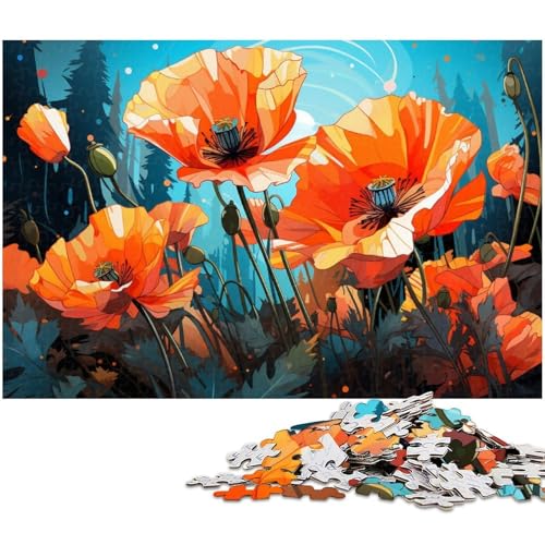 Puzzle für Erwachsene 1000 Teile farbenfrohe Illustration des kalifornischen Mohns Puzzles für Holzpuzzles pädagogisches Spielzeug zum Stressabbau 1000 Teile (75 x 50 cm) von zouxangzz