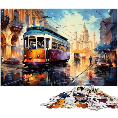 Puzzle für Erwachsene 1000 Teile farbenfrohe Illustration von Lissabon Puzzle für Erwachsene Holzspiele für die ganze Familie Weihnachts und Geburtstagsgeschenke 1000 Teile (75 x 50 cm) von zouxangzz