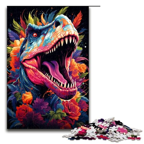 Puzzle für Erwachsene 1000 Teile farbenfrohe Psychedelia der Dinosaurier Puzzlespiele Spielzeug Geschenk geeignet für die Schreibtischdekoration 75 x 50 cm von zouxangzz