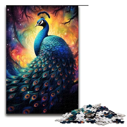 Puzzle für Erwachsene 1000 Teile farbenfrohe Psychedelia der Milchstraße Pfau Heimdekoration Puzzle Spielzeug Geschenk für die ganze Familie 75 x 50 cm von zouxangzz