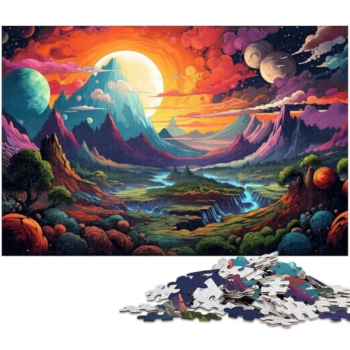 Puzzle für Erwachsene 1000 Teile farbenfrohe Psychedelia der Planetenlandschaft Puzzles für Holzpuzzles pädagogisches Spielzeug zum Stressabbau 1000 Teile (75 x 50 cm) von zouxangzz